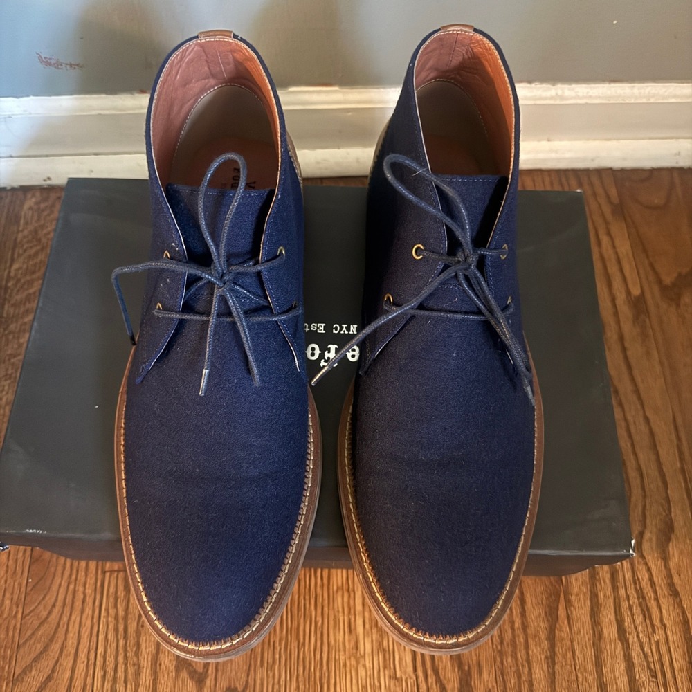 Vintage Foundry Co Kenneth Mens Navy Brown Leather Wool Chukka Boots VF1502 12